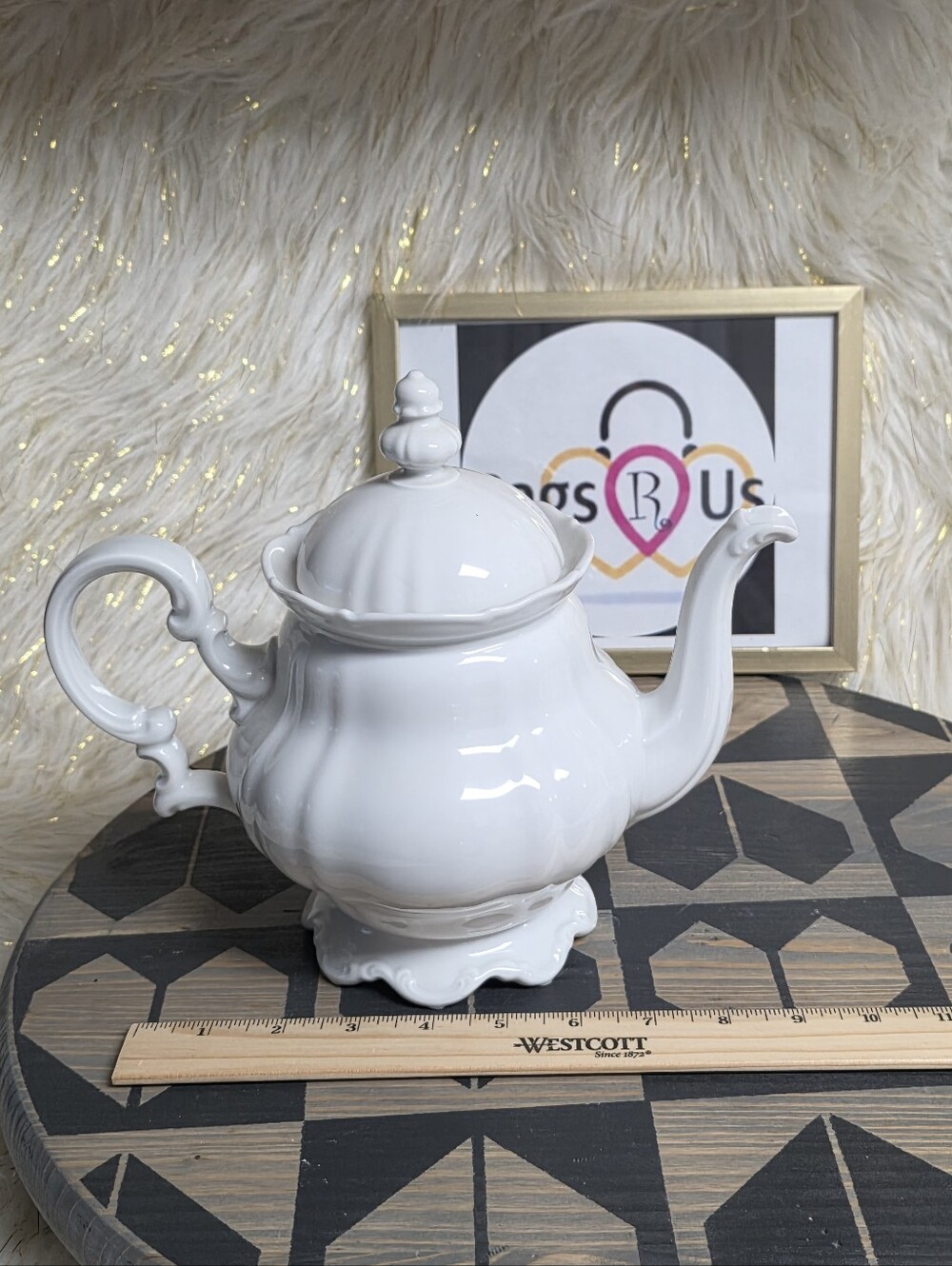 Vintage Hutschenreuther Sylvia Teapot 1960s? German Porcelain All White No Trim